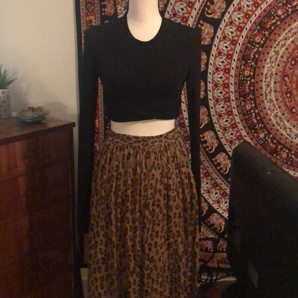 Leopard long free people skirt